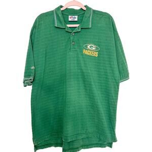 NFL 1990's Green Bay Packers Men's Polo Embroidered Logo Green Cotton